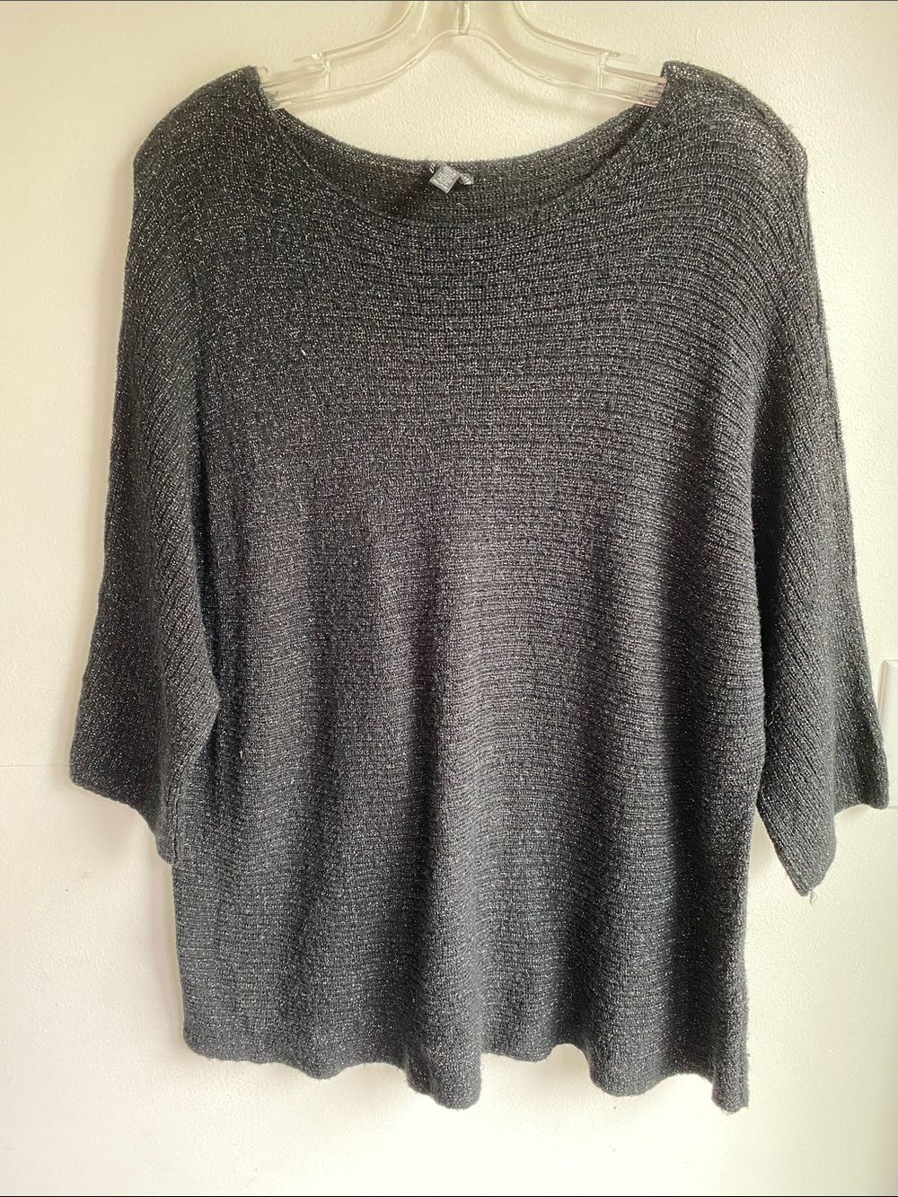 Eileen Fisher Charcoal Gray Ribbed Knit Sweater